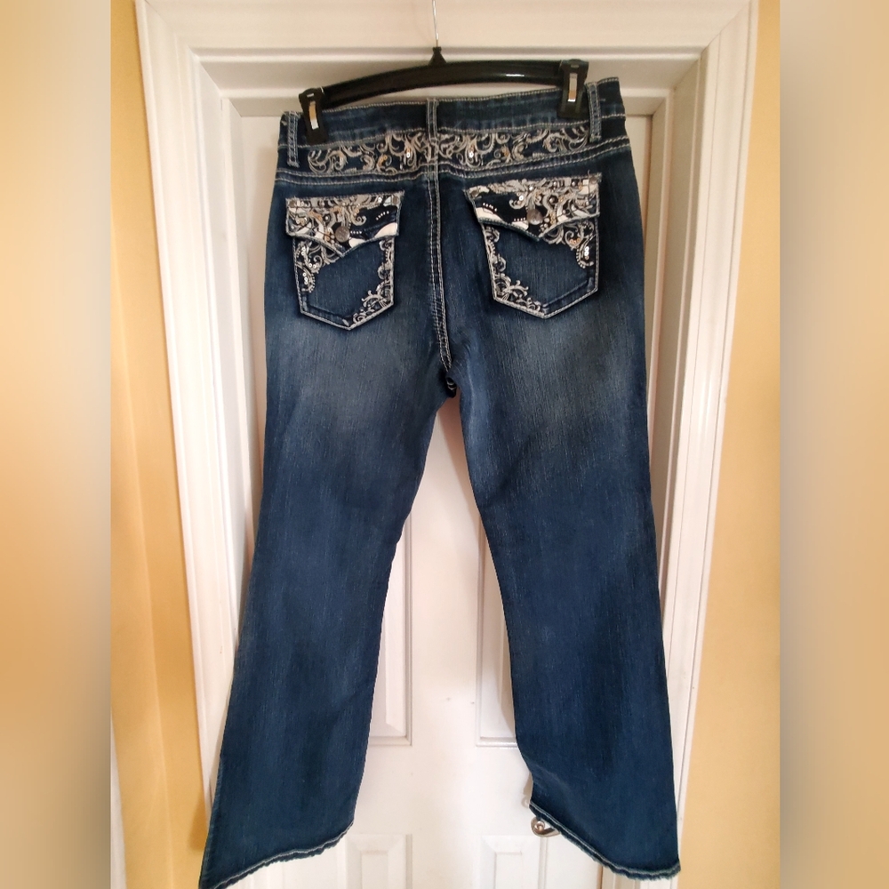 Women's Blue Embellished Jeans